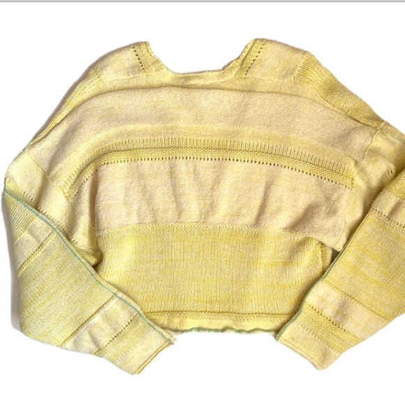 S 🔖 FREE PEOPLE Lemonade Stand Sweater Yellow V-neck - Picture 7 of 9